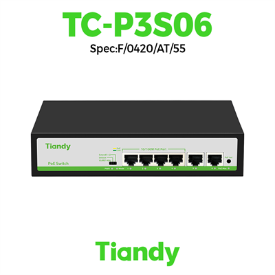 Switch Tiandy POE 4 cổng TC-P3S06 Spec:F/0420/AT/55