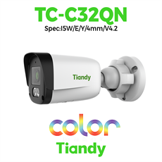 Camera Tiandy IP Thân ngoài trời Color Maker & hồng ngoại 2MP TC-C32QN Spec:I5W/E/Y/4mm/V4.2