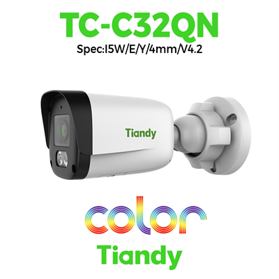 Camera Tiandy IP Thân ngoài trời Color Maker & hồng ngoại 2MP TC-C32QN Spec:I5W/E/Y/4mm/V4.2