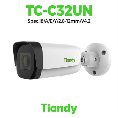Camera Tiandy IP Thân ngoài trời ống kính thay đổi hồng ngoại 2MP TC-C32UN Spec:I8/A/E/Y/2.8-12mm/V4.2