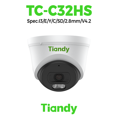 Camera Tiandy IP Dome Starlight hồng ngoại 2MP TC-C32HS Spec:I3/E/Y/C/SD/2.8mm/V4.2