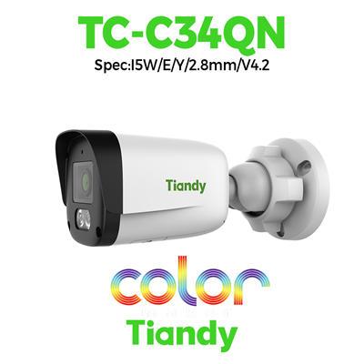 Camera Tiandy IP Thân ngoài trời Color Maker & hồng ngoại 4MP TC-C34QN Spec:I5W/E/Y/2.8mm/V4.2
