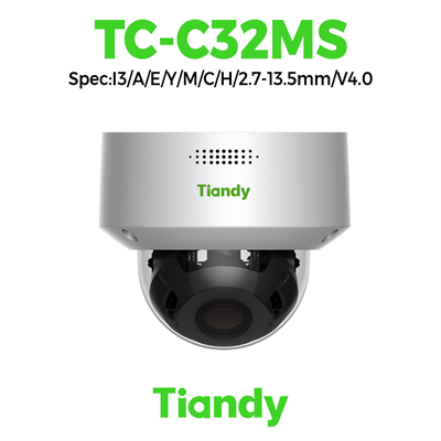 Camera Tiandy IP Dome Starlight Ống kính thay đổi hồng ngoại 2MP TC-C32MS Spec:I3/A/E/Y/M/C/H/2.7-13.5mm/V4.0