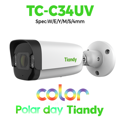 Camera Tiandy IP Thân Polar day Color Maker 4MP TC-C34UV Spec:W/E/Y/M/S/4mm