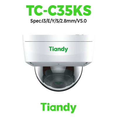 Camera Tiandy IP Dome IK10 Starlight hồng ngoại 5MP TC-C35KS Spec:I3/E/Y/S/2.8mm/V5.0