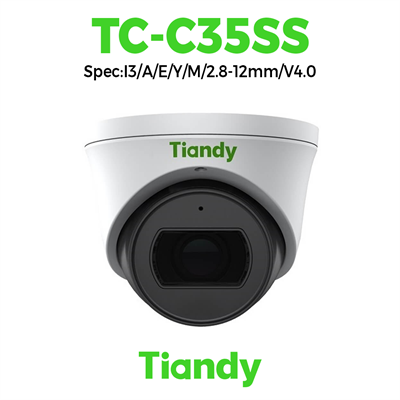 Camera Tiandy IP Dome Starlight Ống kính thay đổi hồng ngoại 5MP TC-C35SS Spec:I3/A/E/Y/M/2.8-12mm/V4.0