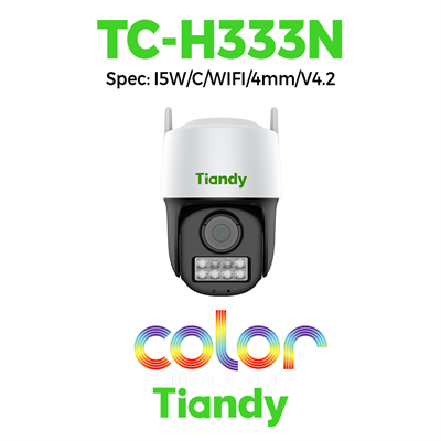 Camera Tiandy Wifi Quay/Quét ngoài trời 3MP Color Maker & hồng ngoại TC-H333N Spec: I5W/C/WIFI/4mm/V4.2