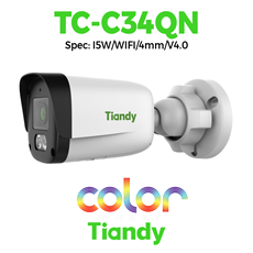 Camera Tiandy WIFI Thân cố định 4MP Color Maker & Hồng Ngoại TC-C34QN Spec: I5W/WIFI/4mm/V4.0