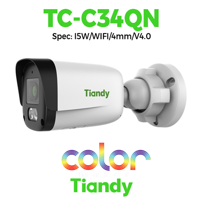 Camera Tiandy WIFI Thân cố định 4MP Color Maker & Hồng Ngoại TC-C34QN Spec: I5W/WIFI/4mm/V4.0