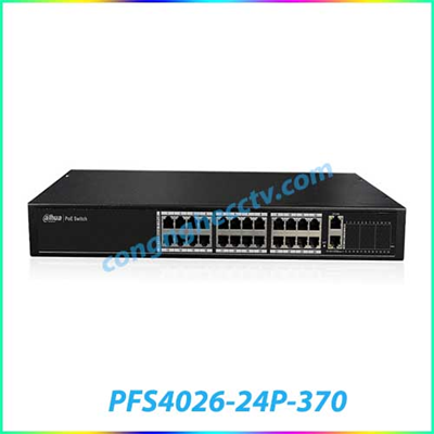 24 port 10/100Mbps PoE Switch DAHUA PFS4026-24P-370