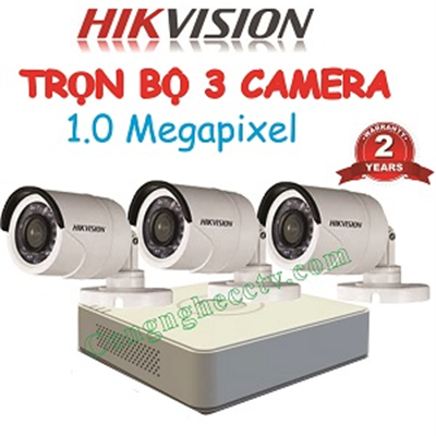 TRỌN BỘ 3 CAMERA  DS-2CE16C0T-IRP 1.0 MEGAPIXEL