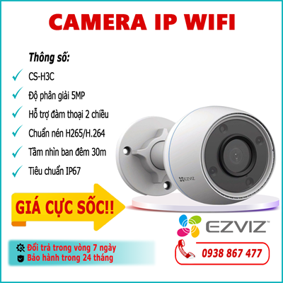 Camera IP Wifi EZVIZ CS-H3C 5.0MP lắp đặt ngoài trời