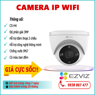Camera IP Wifi EZVIZ dome CS-H4 3.0MP lắp đặt trong nhà