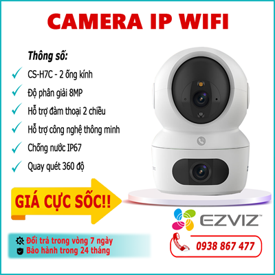 Camera IP Wifi EZVIZ 2 mắt CS-H7C 8.0MP lắp đặt trong nhà