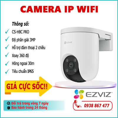 Camera IP Wfi EZVIZ CS-H8C PRO 3.0MP lắp đặt ngoài trời