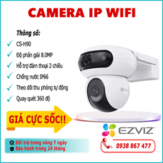 Camera IP Wifi EZVIZ CS-H90 8.0MP lắp đặt ngoài trời