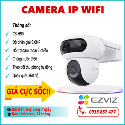 Camera IP Wifi EZVIZ CS-H90 8.0MP lắp đặt ngoài trời