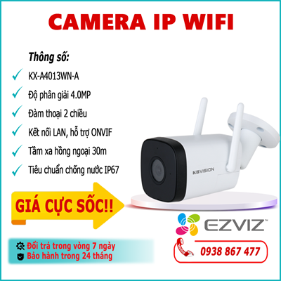 Camera IP Wifi KBVISION KX-A4013WN-A 4.0MP lắp đặt ngoài trời