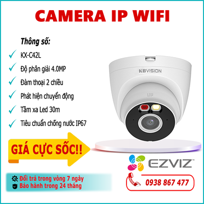 Camera IP Wifi KBVISION KX-C42L 4.0MP lắp đặt trong nhà